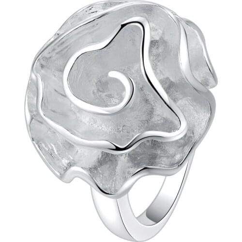 Promotion high qualitysilver color new R005 beautiful elegant women flower ring classic simple jewelry