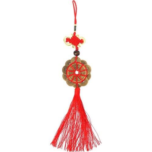 Lucky Red Chinese Knot FENG SHUI Set Charm Ancient I CHING Coins Prosperity Protection Good Fortune