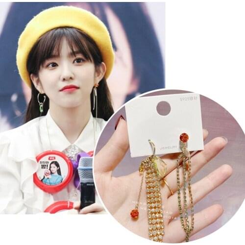 MENGJIQIAO Korean TV Star Long Rhinestone Tassel Drop Earrings For Women Girls Elegant Asymmetric Circle Oorbellen Party Jewelry