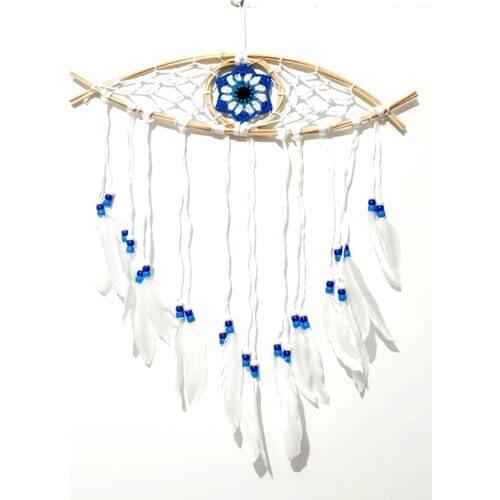Mixperi Handmade Evil Eye Beaded Bird Feather Unusual Gifts Door and Wall Decoration