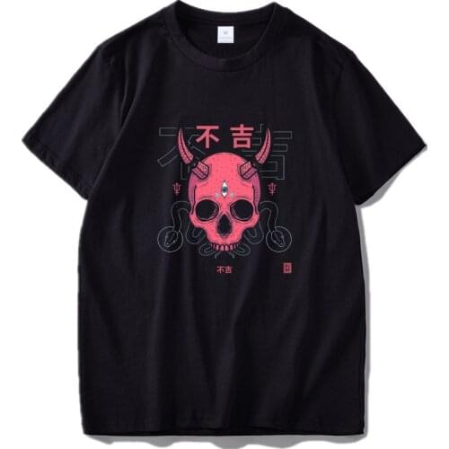 EU Size Samurai Japan Cool Short Sleeved Japanese Warrior Demon Tshirt Men Cotton Tees Harajuku Streetwear