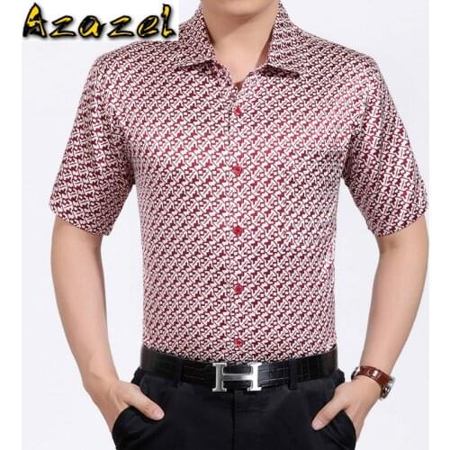 Azazel Men Shirts Real Silk Shirt 2020 New Short Single Breasted Casual Shirts men autumn printing shirt 3036 PWX05