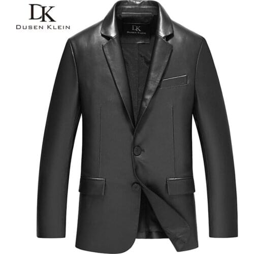 Mens sheepskin coats leather Suit clothing Black Dusen Klein Brand new 2017 genuine leather Slim/Business male jacket 71C17017