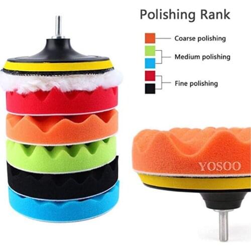 8pcs 3"4"5"Car Sponge Polishing Pad Set Polishing Buffer Waxing Adapter Drill Kit for Auto Body Care Headlight Assembly Repair