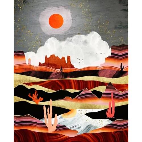 Sunset Mountain Canvas Stars Poster Print Landscape Home Decor Modern Abstract Wall Art Painting Living Room Decoration Pictures