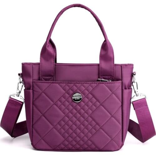 Diamond Lattice Design Nylon Shoulder Bag For Women 2021 Leisure Waterproof Casual Tote Holiday Large Capacity Travel Handbags