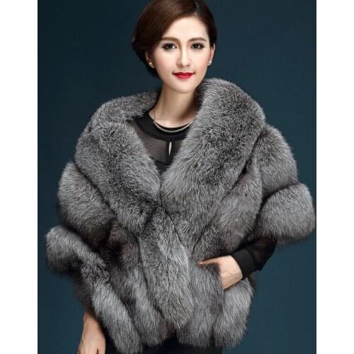 2016 Latest Winter Faux Fur Coats luxury fox fur imitation mink fur poncho bridal wedding dress shawl cape women vest fur coat