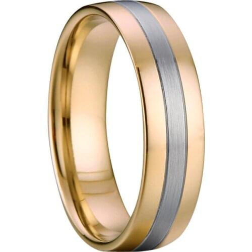 Wholesale Two tone Gold and Silver Color C Stainless Steel Wedding Ring women mens jewelry anniversary marriage Best Fashion Gi