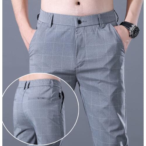 Plus Size 8XL Mens Spring Slim Pants Men Stretch Quick Dry Pants Thin Breathable Male Trousers Straight-leg Pants for Men D129