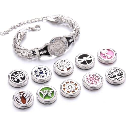 10 Styles Life Of Tree Aroma Bracelet Adjustable Bangle Essential Oil Diffuser Perfume Aromatherapy Chain Bracelet Locket