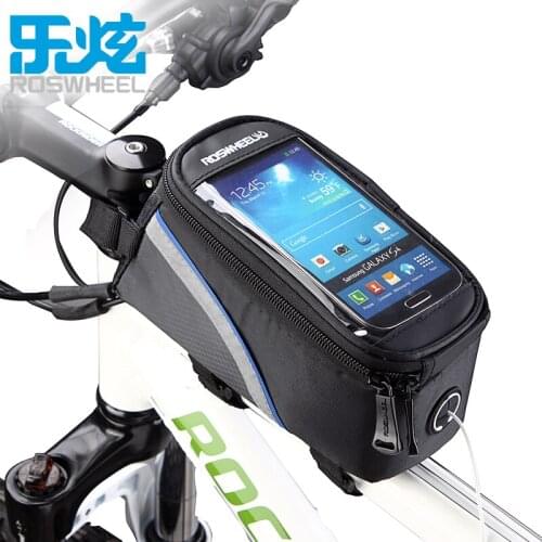 Roswheel Mountain Road Bike Touch Screen Bicycle Bag Pouch Cycling Front Frame Tube Bag Pannier For 4.7'' 4.8" 5.5" Phone