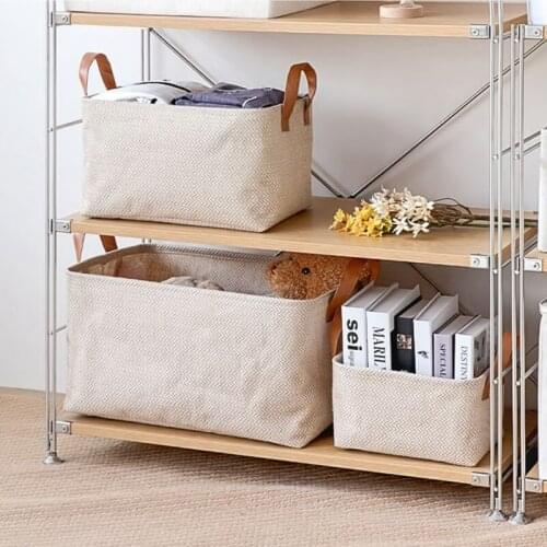 Foldable Storage Basket Linen Sundries Organizer for Toys Books Laundry Baskets with Handle Home Cabinet Organizer Boxes