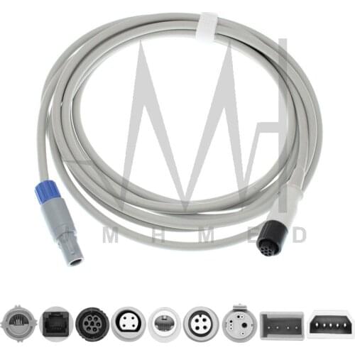 Compatible with 6Pin Colin Abbott,Uath,Edward,BD PVB IBP pressure transducer adapter cable