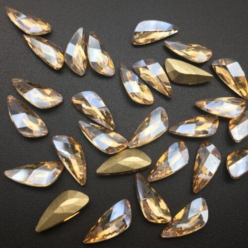30/100pcs Colourful Wing shape Nail Glitter Rhinestones Glass Flat Back 3D Diamond 5X11mm Nail Art Decorations