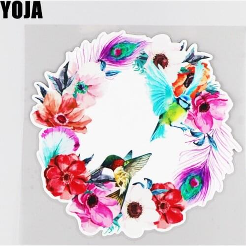 YOJA 19×18.5CM Hummingbird Garland Fashion Car Door Decoration Lovely Cartoon Vinyl Stickers Decals 19B-0061