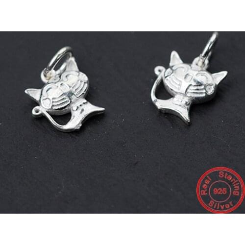 UQBing Bijoux Fashion Silver Color Little Kitty Cat Charms Pendant Silver DIY Jewelry Handmade