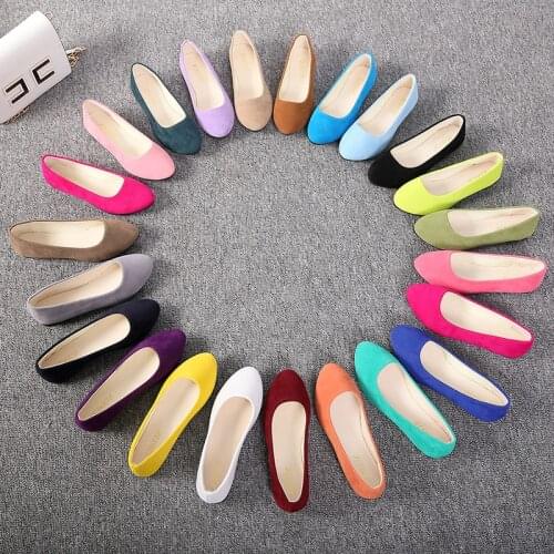 Womens Spring Summer Autumn New Korean Style Pointed Toe Single Shoes Comfortable Women Flat Shoes Candy Color Large Size EU 43