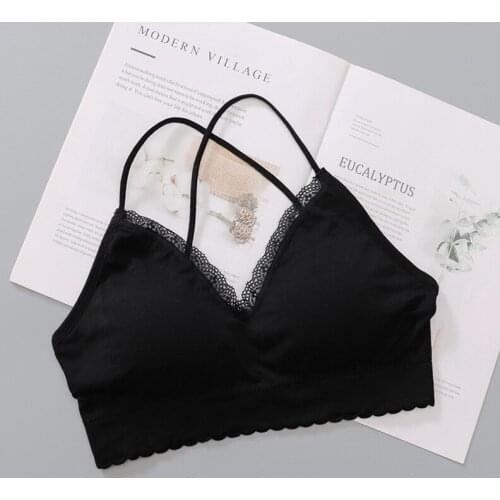 Women Bandeau Tube Tops Crop Top Sexy Lingerie Backless Bra Cross Beauty Back Wrapped Chest Tanks Top Lace Underwear