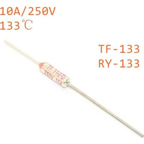 10pcs/lot RY Micro thermal fuse 10A250V 130 Degrees Tf 133 C Mini temp fuse metal shell Thermal Cutoff RY-133 RY133