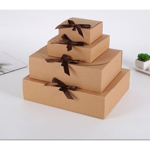 10pcs Handmade DIY Gift Packaging Box with Ribbon Bow Candy Chocolate Event & Party Wedding Supplies Packaging Box