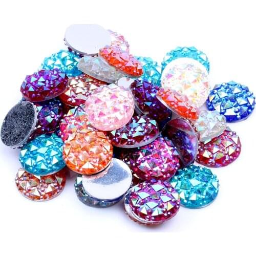 16mm 100pcs AB Colors Round Shape Resin Flatback Rhinestone DIY Crafts Jewelry Making Wedding Garment Shoes Decorations