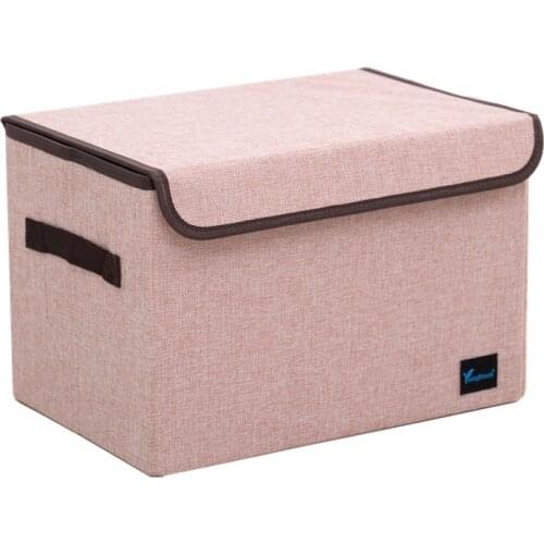 2PCS / LOT Solid Color Thickened Cotton And Linen Multipurpose Storage Box Portable Toys Clothing Socks Organizer Storage Box