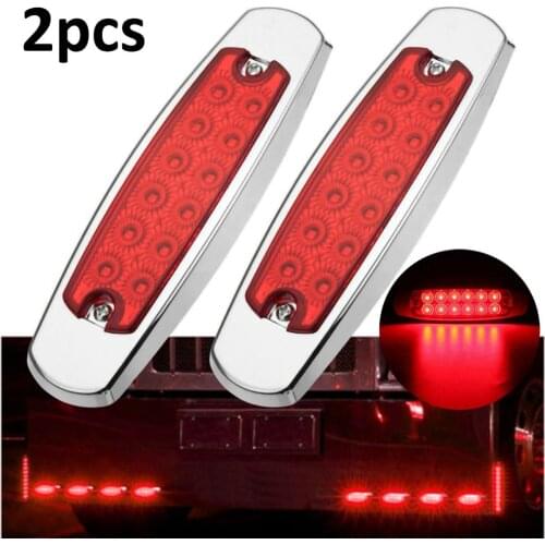 2Pcs Red 12-LED Bus Boat Tractors Trailer Truck 24 V LED Lights Side Marker Light Waterproof LED Tail indicator Parking Lights