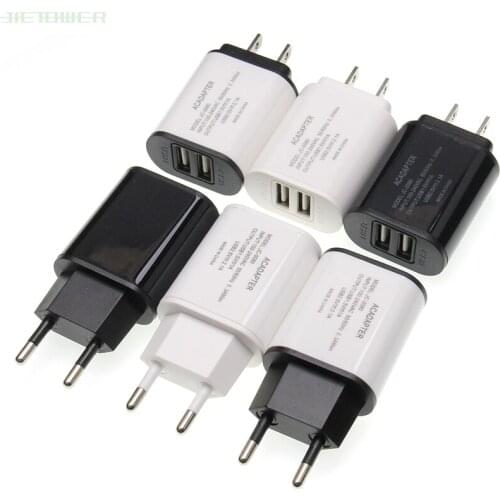 2 USB Ports 2USB Charger 5V 2A Wall Adapter Mobile Phone Micro Data Charging For Samsung Huawei EU/US Plug Chargers 50PCS
