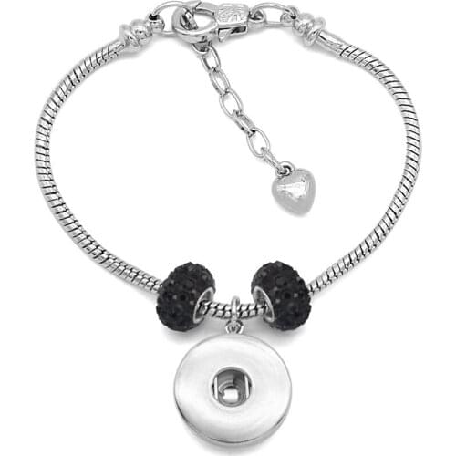 New Fashion Austrian Crystal Beads 20mm 18mm Snap Button Bracelet DIY Jewelry ZS0006