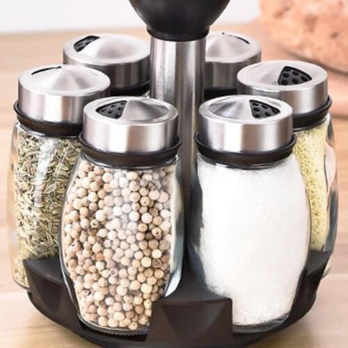 Spice Bottle Transparent Rotating Rack Glass Leak-proof Sauce Bottle for Sugar