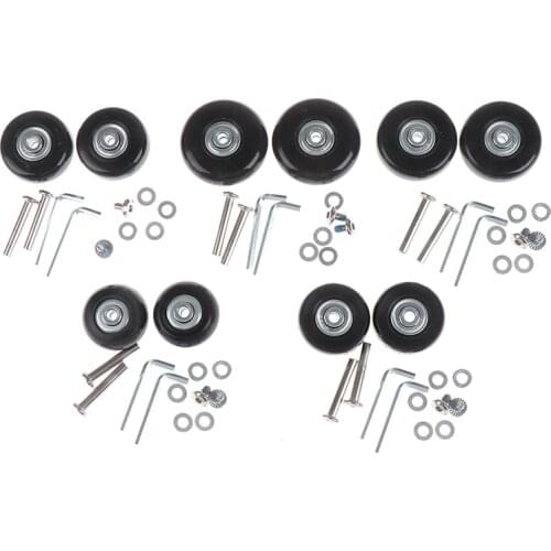 NEW 1Set Luggage Wheel Suitcase Replacement Wheels Axles Repair Rubber Travel Luggage Wheel Black with Screw 5Sizes