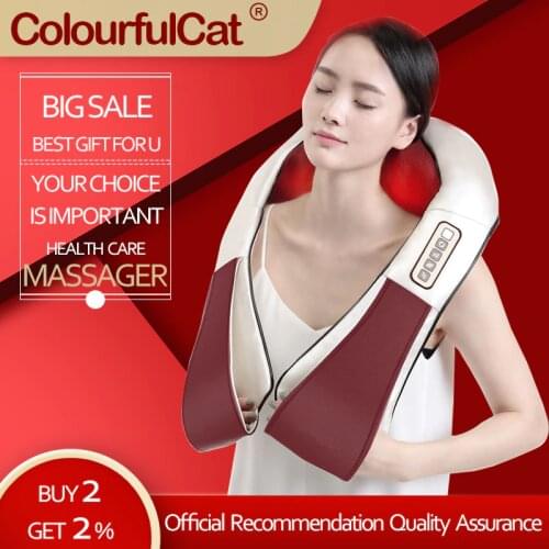 Electric Kneading Massager for Neck and Back Shoulder Shiatsu Massage with Heat Vibration Deep Kneading to Relieve Pain