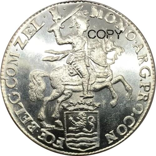 Netherlands 1 Ducaton Silver Rider Armored Knight One Horese Holding Sword Above Head 1758 Plated Silver Copy Coins Plain Edge