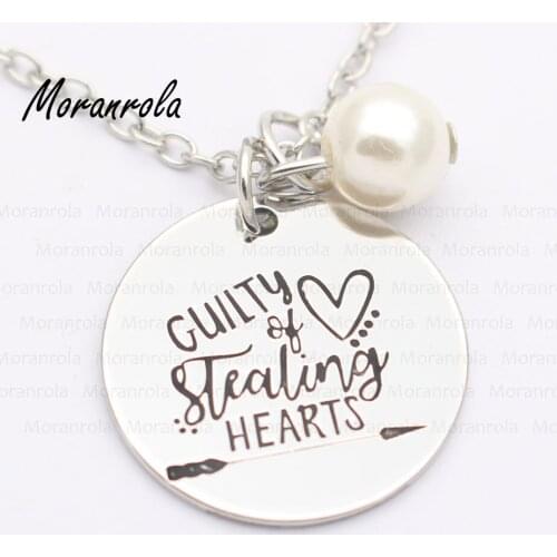 New arried "Guilty Of Stealing Hearts" copper Necklace & Keychain Valentines Day gift Love Heart jewelry hugs kisses charm