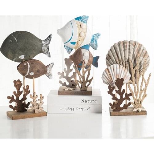 Ocean Style Fish Ornaments Mediterranean Shell Coral Furnishings Model Room Soft TV Cabinet Tabletop Decorations