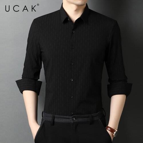 UCAK Brand Classic Casual Striped Shirts Men Clothing Turn-down Collar Streetwear Shirt Pull Homme Spring Autumn Clothes U6540