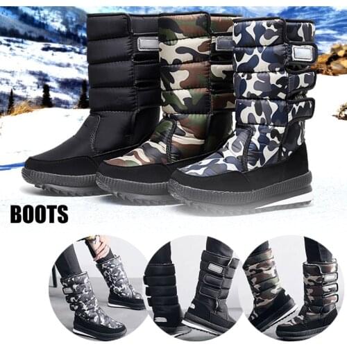 Men Snow Sneakers Boots Under Knee Shoes Outdoor Anti-Slip Waterproof Booties Winter Warming -OPK