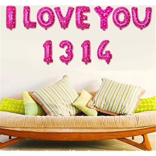 16 Inch I LOVE YOU 1314 Aluminum Foil Balloon Set Wholesale Valentines Day Wedding Decoration Letter Set