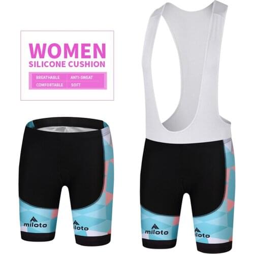 2020 new MILOTO female Hot Sale cycling BIB Shorts Breathable Coolmax Shockproof pads MTB tights bike shorts racing Ciclismo