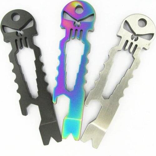 Skull Beer Bottle Opener Prybar Pry camp hike outdoor bar Crowbar multi pocket tool pendant keyring gadget