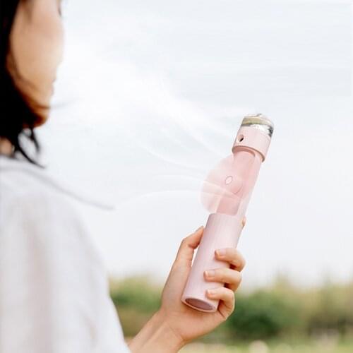 USB Rechargeble 2500mAH Handheld Fan Portable Folding Telescopic Travel Outdoor Humidifying Spray Electric Fan Adjustable