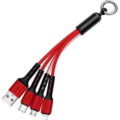 Portable Keychain Data Cable Multi-function Three-in-one Woven Mobile Phone Smart Usb Charging Cable for Fast Charging