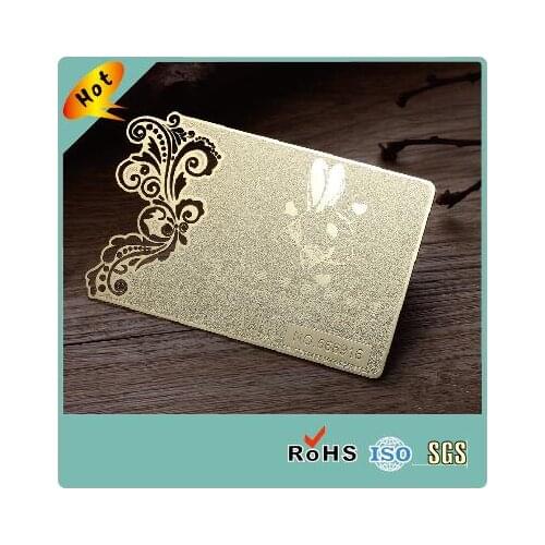 Hollow out gold plated laser engraved stainless steel metal business card