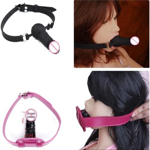 Penis Plug Oral Dildo Mouth Gag Fetish Oral Fixation Open Mouth Gag Cosplay slave bondage restraints BDSM flirting sex products