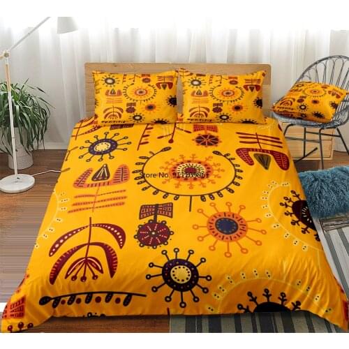 Luxury Indian Style Yellow Bedding Sets Bohemian Print Duvet Cover Set Bed Linen Pillowcase 2-3 Pieces of Home Textile