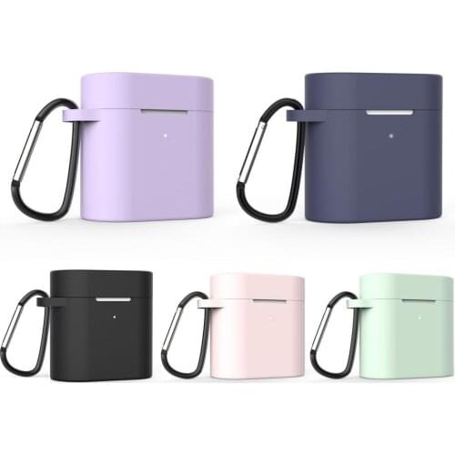 Silicone Case for Xiaomi AirDots Pro 2 TWS Bluetooth Earphone Shockproof Bags Protective Cover for Xiaomi Air 2S with Carabiner