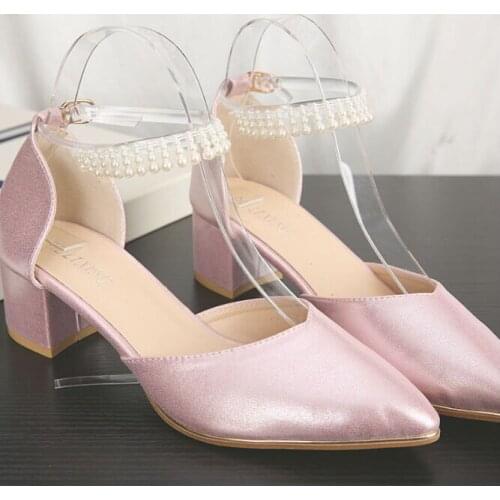Fashion White Pearl Silicone Transparent Belt Shoes Tie Ankle Chains For Women