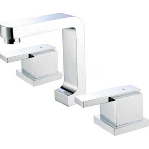 Solid Brass Chrome Finishing Hot and Cold 4 Holes 3 Handles 3 Pcs Bathtub Faucet Taps Mixer BF881