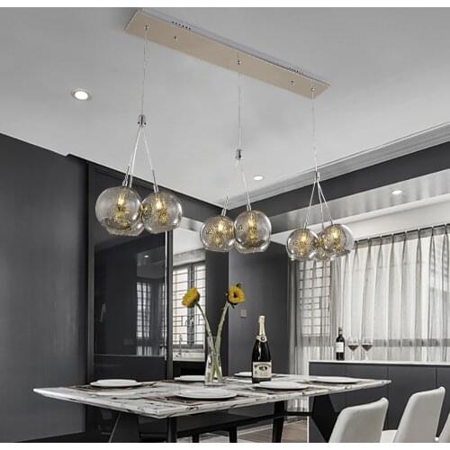 Smoke Gray Glass Chandelier For Kitchen Island Dining Room Staircase Home Decor Lighting Balls Design Light Fixture Modern Lamp