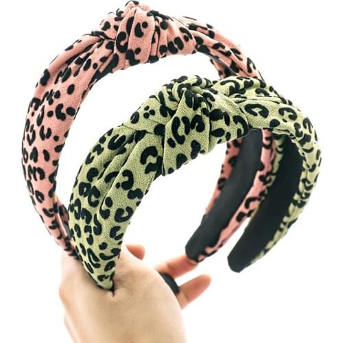 Korean Vintage Leopard Headband Knot Headdres Hairband Face Wash Headband Headwear for Women Girls Hair Accessories